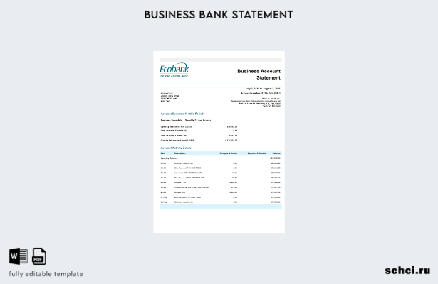 цифровая загрузка заявления о деловой фирме Нигерии Ecobank в формате Word и PDF